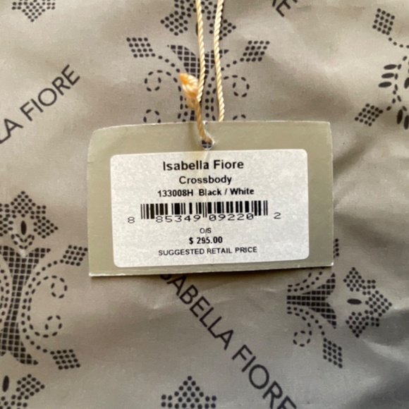•Isabella Fiore Leather Suede Black And White Tribal Print Zip Crossbody NWT - Picture 7 of 16